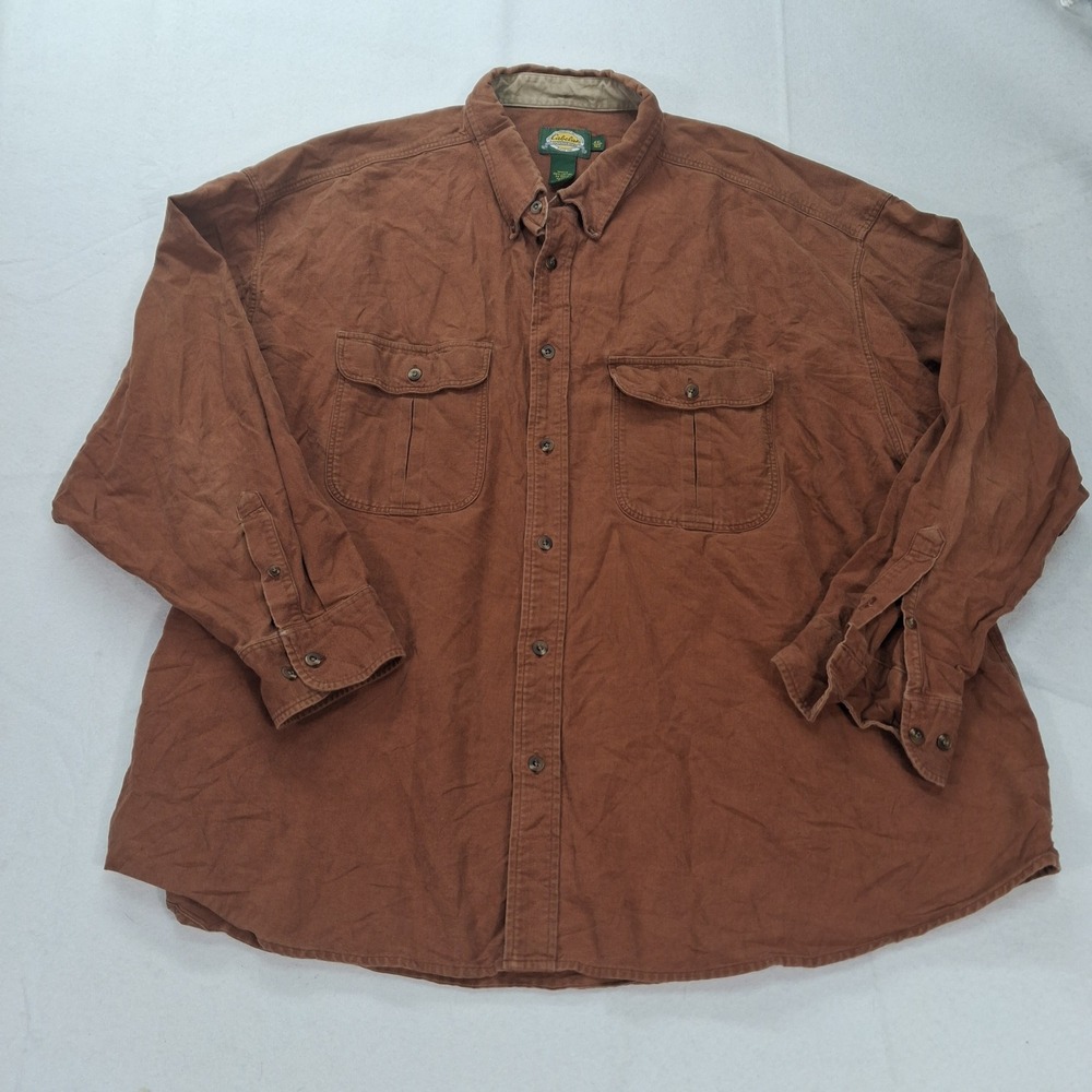 Cabela's Button-Down Shirt Mens 4XL Regular Brown Canvas Cotton EUC
